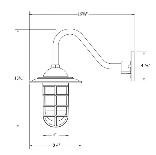 Our outdoor wall lights, inspired by 1920’s industrial lighting, in straight arm styles are great for use as sign or awning lights, garage or barn lights. This vintage look works well indoors, as a wall sconce to illuminate an entry or hallway, stairway, or bathroom. Our weathertight glass and guard will protect your light source from damage in a storm, as well as light your way in great nautical style. - alternate view