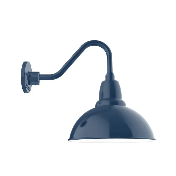 Our outdoor wall lights, inspired by 1920’s industrial lighting, in Gooseneck styles are great for use as sign or awning lights, garage or barn lights. This vintage look works well indoors also, our smallest sizes will illuminate a restaurant menu board, bookcase, or shelving unit. Our Cafe shades will help transform your outdoor living area into a warm and intimate gathering space.