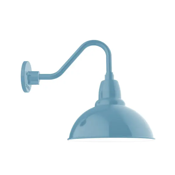 Our outdoor wall lights, inspired by 1920’s industrial lighting, in Gooseneck styles are great for use as sign or awning lights, garage or barn lights. This vintage look works well indoors also, our smallest sizes will illuminate a restaurant menu board, bookcase, or shelving unit. Our Cafe shades will help transform your outdoor living area into a warm and intimate gathering space.