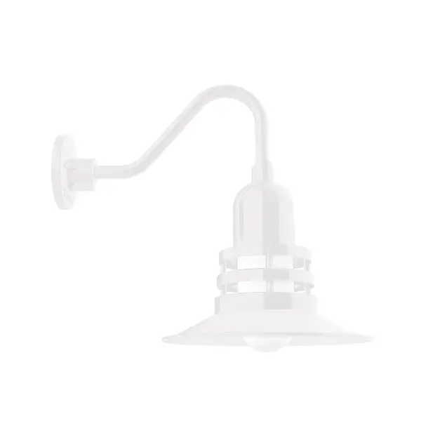 Our outdoor wall lights, inspired by 1920’s industrial lighting, in Gooseneck styles are great for use as sign or awning lights, garage or barn lights. This vintage look works well indoors also, our smallest sizes will illuminate a restaurant menu board, bookcase, or shelving unit. The Atomic has a great retro feel and will lighten up any space. A clear glass jar to protect bulb from the elements is a standard feature.