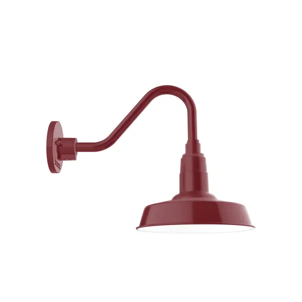 Our outdoor wall lights, inspired by 1920’s industrial lighting, in classic gooseneck arm styles are great for use as sign or awning lights, garage or barn lights. This vintage look works well indoors also, our smallest sizes will illuminate a restaurant menu board, bookcase, or shelving unit. The Warehouse shade is our most popular shade style, and we offer in a large variety of sizes.