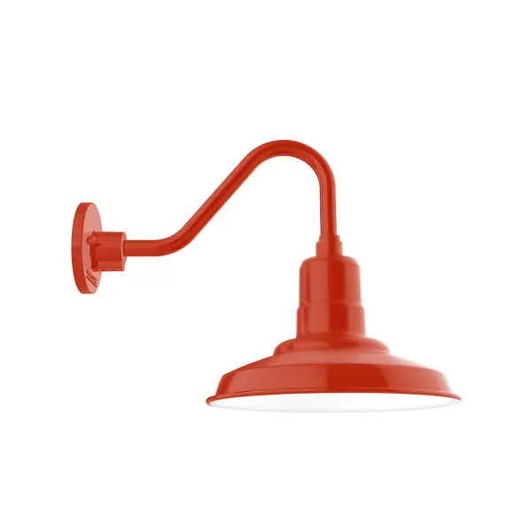 Our outdoor wall lights, inspired by 1920’s industrial lighting, in Gooseneck styles are great for use as sign or awning lights, garage or barn lights. This vintage look works well indoors also, our smallest sizes will illuminate a restaurant menu board, bookcase, or shelving unit. The Warehouse shade is our most popular shade style, and we offer in a large variety of sizes.