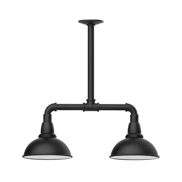 Maximize your light output with our 2-Light Multi-Light Stem Hung Pendants. Illuminate an outdoor or indoor kitchen island or dining table, this industrial look works well in both commercial and residential applications. Our Cafe shades will help transform your outdoor living area into a warm and intimate gathering space. Collection: Cafe Finish: Black Glass: 8 inch Cafe Notes: Option (2) A19 LED and 3-Integrated 8W, 10W, 15W Width: 8.13" Height: 20.50" Length: 22.13" Weight: 18.00 lb Canopy: 4.125" diameter Number of Bulbs: 2 Maximum Wattage: 100.00 W Bulb Type: A19 Bulb Base: E26 Medium Light Source: Incandescent or LED equivalent Dimmable Voltage: 120.00 V Country of Origin: US Safety Listing: UL/cUL Safety Rating: Wet Dark Sky LED Manufacturer Warranty: 1-year limited warranty on the fixture.