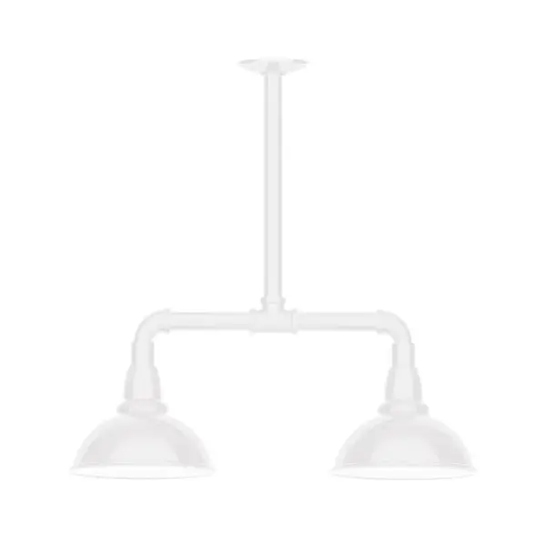 Maximize your light output with our 2-Light Multi-Light Stem Hung Pendants. Illuminate an outdoor or indoor kitchen island or dining table, this industrial look works well in both commercial and residential applications. Our Cafe shades will help transform your outdoor living area into a warm and intimate gathering space. Collection: Cafe Finish: White Glass: 8 inch Cafe Width: 8.13" Height: 20.50" Length: 22.13" Weight: 18.00 lb Canopy: 4.125" diameter Number of Bulbs: 2 Maximum Wattage: 8.00 W Light Source: LED Light Output: 800.00 lm Color Temperature: 3000 K CRI: 90 Dimmable Rated Average Life: 50,000 Voltage: 120.00 V Country of Origin: US Safety Listing: UL/cUL Safety Rating: Wet Dark Sky LED Manufacturer Warranty: 1-year limited warranty on the fixture.