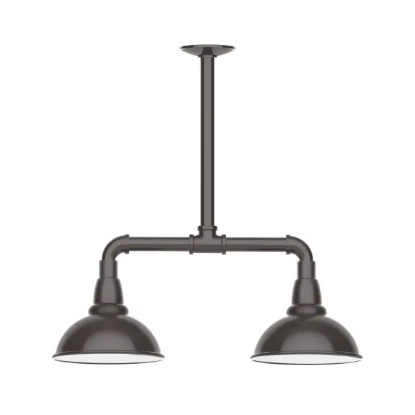 Maximize your light output with our 2-Light Multi-Light Stem Hung Pendants. Illuminate an outdoor or indoor kitchen island or dining table, this industrial look works well in both commercial and residential applications. Our Cafe shades will help transform your outdoor living area into a warm and intimate gathering space. Collection: Cafe Finish: Architectural Bronze Glass: 8 inch Cafe Notes: Option (2) A19 LED and 3-Integrated 8W, 10W, 15W Width: 8.13" Height: 20.50" Length: 22.13" Weight: 18.00 lb Canopy: 4.125" diameter Number of Bulbs: 2 Maximum Wattage: 100.00 W Bulb Type: A19 Bulb Base: E26 Medium Light Source: Incandescent or LED equivalent Dimmable Voltage: 120.00 V Country of Origin: US Safety Listing: UL/cUL Safety Rating: Wet Dark Sky LED Manufacturer Warranty: 1-year limited warranty on the fixture.
