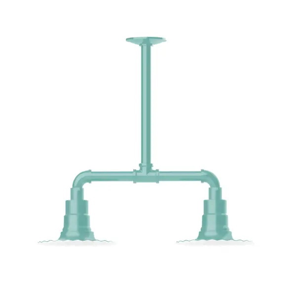 Maximize your light output with our 2-Light Multi-Light Stem Hung Pendants. Illuminate an outdoor or indoor kitchen island or dining table, this industrial look works well in both commercial and residential applications. The Radial Shade is fluted to allow water to flow off its surface, suitable for seaside and non-seaside locales. Collection: Radial Finish: Sea Green Glass: 8 inch Radial Notes: Option (2) A19 LED and 3-Integrated 8W, 10W, 15W Width: 8.00" Height: 19.25" Length: 22.00" Weight: 18.00 lb Canopy: 4.125" diameter Number of Bulbs: 2 Maximum Wattage: 100.00 W Bulb Type: A19 Bulb Base: E26 Medium Light Source: Incandescent or LED equivalent Dimmable Voltage: 120.00 V Country of Origin: US Safety Listing: UL/cUL Safety Rating: Wet Dark Sky LED Manufacturer Warranty: 1-year limited warranty on the fixture.