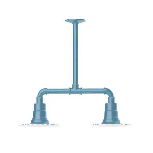 Maximize your light output with our 2-Light Multi-Light Stem Hung Pendants. Illuminate an outdoor or indoor kitchen island or dining table, this industrial look works well in both commercial and residential applications. The Radial Shade is fluted to allow water to flow off its surface, suitable for seaside and non-seaside locales. Collection: Radial Finish: Light Blue Glass: 8 inch Radial Notes: Option (2) A19 LED and 3-Integrated 8W, 10W, 15W Width: 8.00" Height: 19.25" Length: 22.00" Weight: 18.00 lb Canopy: 4.125" diameter Number of Bulbs: 2 Maximum Wattage: 100.00 W Bulb Type: A19 Bulb Base: E26 Medium Light Source: Incandescent or LED equivalent Dimmable Voltage: 120.00 V Country of Origin: US Safety Listing: UL/cUL Safety Rating: Wet Dark Sky LED Manufacturer Warranty: 1-year limited warranty on the fixture.