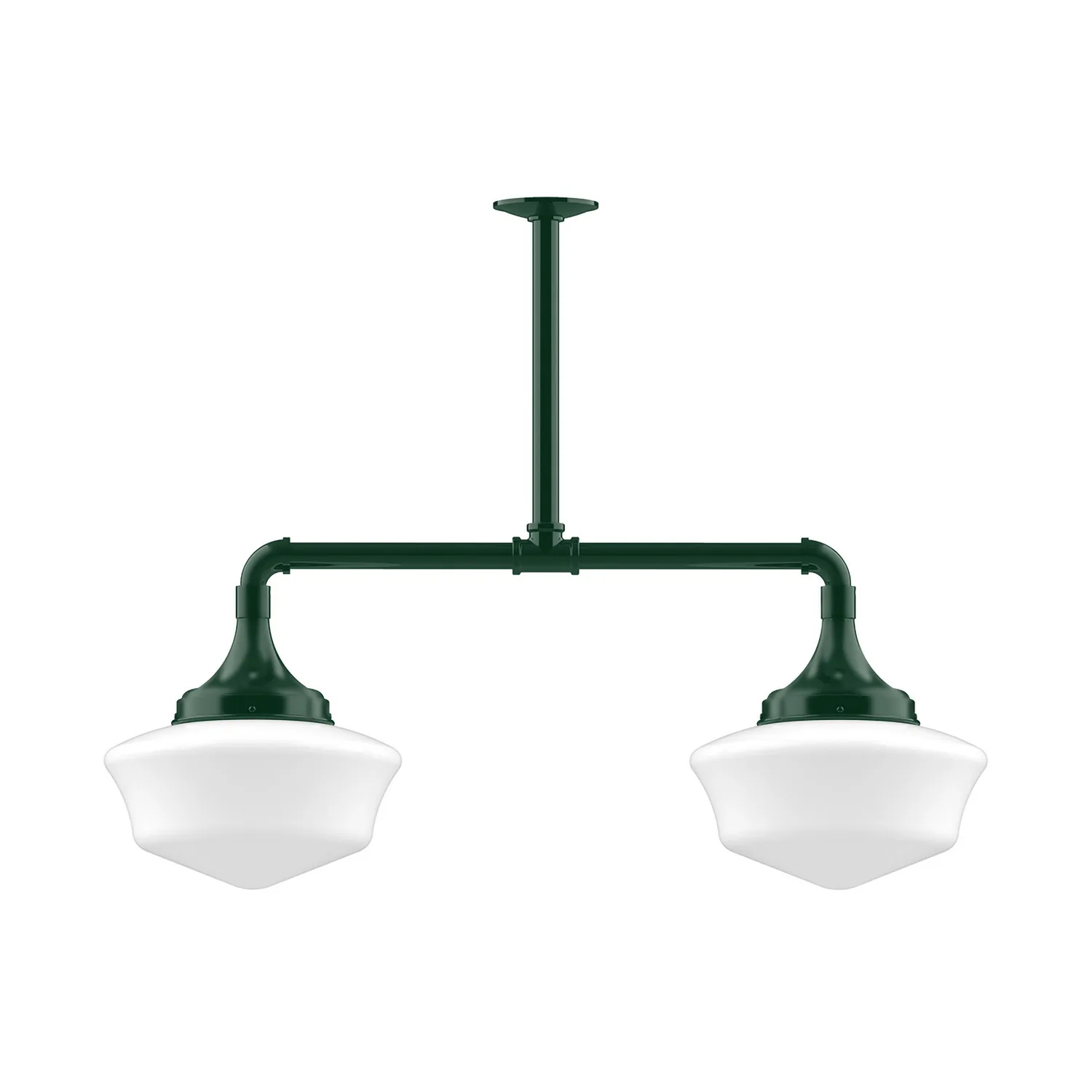 Schoolhouse Two Light Pendant in Forest Green