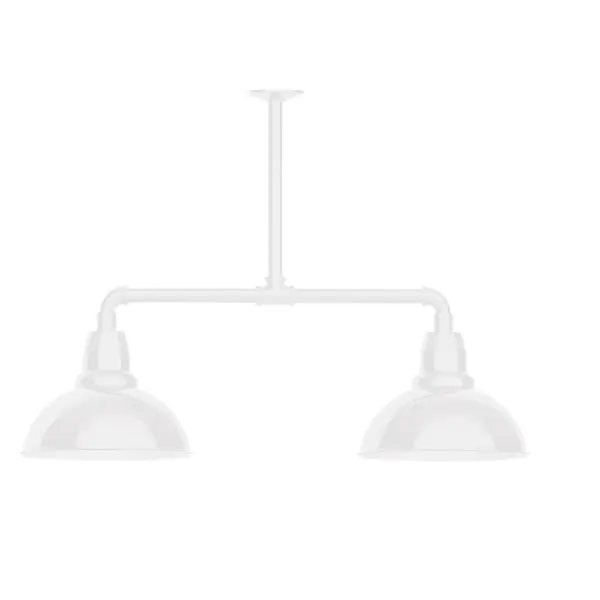 Maximize your light output with our 2-Light Multi-Light Stem Hung Pendants. Illuminate an outdoor or indoor kitchen island or dining table, this industrial look works well in both commercial and residential applications. Our Cafe shades will help transform your outdoor living area into a warm and intimate gathering space. Collection: Cafe Finish: White Glass: 12 inch Cafe Notes: Option (2) A19 LED and 3-Integrated 8W, 10W, 15W Width: 12.00" Height: 8.50" Length: 35.00" Weight: 25.00 lb Extension from Wall: 35.00" Canopy: 4.125" diameter Number of Bulbs: 2 Maximum Wattage: 100.00 W Bulb Type: A19 Bulb Base: E26 Medium Light Source: Incandescent or LED equivalent Dimmable Voltage: 120.00 V Country of Origin: US Safety Listing: UL/cUL Safety Rating: Wet Dark Sky LED Manufacturer Warranty: 1-year limited warranty on the fixture.