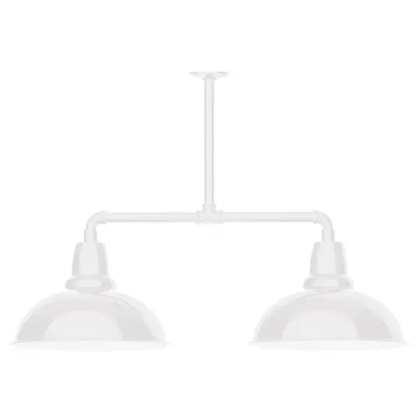 Maximize your light output with our 2-Light Multi-Light Stem Hung Pendants. Illuminate an outdoor or indoor kitchen island or dining table, this industrial look works well in both commercial and residential applications. Our Cafe shades will help transform your outdoor living area into a warm and intimate gathering space. Collection: Cafe Finish: White Glass: 16 inch Cafe Width: 16.00" Height: 24.75" Length: 39.00" Weight: 28.00 lb Canopy: 4.125" diameter Number of Bulbs: 2 Maximum Wattage: 15.00 W Light Source: LED Light Output: 1200.00 lm Color Temperature: 2700 K CRI: 90 Dimmable Rated Average Life: 50,000 Voltage: 120.00 V Country of Origin: US Safety Listing: UL/cUL Safety Rating: Wet Dark Sky LED Manufacturer Warranty: 1-year limited warranty on the fixture.