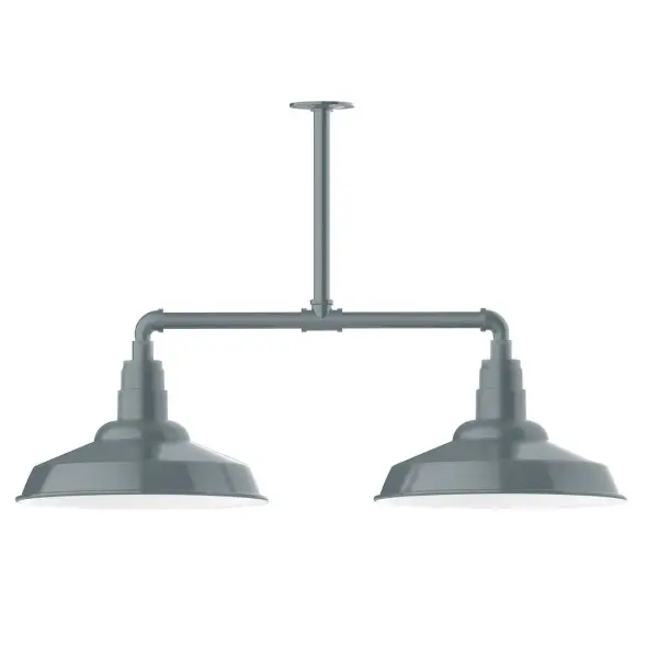 Maximize your light output with our 2-Light Multi-Light Stem Hung Pendants. Illuminate an outdoor or indoor kitchen island or dining table, this industrial look works well in both commercial and residential applications. The Warehouse shade is our most popular shade style, and we offer in a large variety of sizes. Collection: Warehouse Finish: Slate Gray Glass: 16 inch Warehouse Width: 16.25" Height: 23.75" Length: 38.88" Weight: 28.00 lb Canopy: 4.125" diameter Number of Bulbs: 2 Maximum Wattage: 15.00 W Light Source: LED Light Output: 1200.00 lm Color Temperature: 2700 K CRI: 90 Dimmable Rated Average Life: 50,000 Voltage: 120.00 V Country of Origin: US Safety Listing: UL/cUL Safety Rating: Wet Dark Sky LED Manufacturer Warranty: 1-year limited warranty on the fixture.