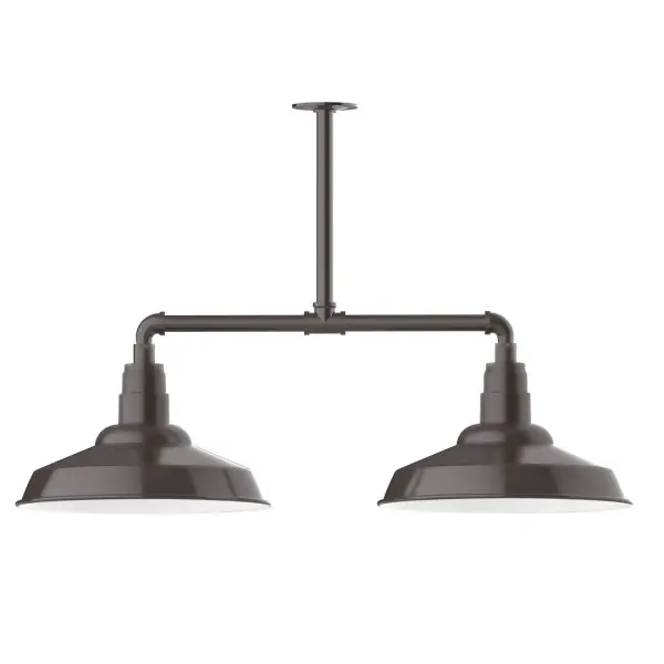 Maximize your light output with our 2-Light Multi-Light Stem Hung Pendants. Illuminate an outdoor or indoor kitchen island or dining table, this industrial look works well in both commercial and residential applications. The Warehouse shade is our most popular shade style, and we offer in a large variety of sizes. Collection: Warehouse Finish: Architectural Bronze Glass: 16 inch Warehouse Width: 16.25" Height: 23.75" Length: 38.88" Weight: 28.00 lb Canopy: 4.125" diameter Number of Bulbs: 2 Maximum Wattage: 15.00 W Light Source: LED Light Output: 1200.00 lm Color Temperature: 3000 K CRI: 90 Dimmable Rated Average Life: 50,000 Voltage: 120.00 V Country of Origin: US Safety Listing: UL/cUL Safety Rating: Wet Dark Sky LED Manufacturer Warranty: 1-year limited warranty on the fixture.