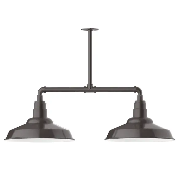 Maximize your light output with our 2-Light Multi-Light Stem Hung Pendants. Illuminate an outdoor or indoor kitchen island or dining table, this industrial look works well in both commercial and residential applications. The Warehouse shade is our most popular shade style, and we offer in a large variety of sizes. Collection: Warehouse Finish: Architectural Bronze Glass: 16 inch Warehouse Notes: Option (2) A19 LED and 3-Integrated 8W, 10W, 15W Width: 16.25" Height: 23.75" Length: 38.88" Weight: 28.00 lb Canopy: 4.125" diameter Number of Bulbs: 2 Maximum Wattage: 100.00 W Bulb Type: A19 Bulb Base: E26 Medium Light Source: Incandescent or LED equivalent Dimmable Voltage: 120.00 V Country of Origin: US Safety Listing: UL/cUL Safety Rating: Wet Dark Sky LED Manufacturer Warranty: 1-year limited warranty on the fixture.