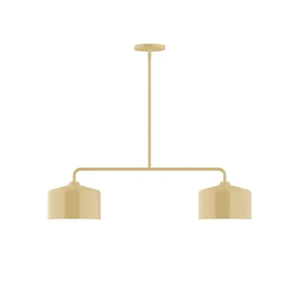 Axis, a contemporary series of basic spun geometric shapes, is simply configured for interior use. Colorful and clean-lined, these axially symmetric shapes will add pizzazz to your space. Collection: Julia Finish: Ivory Glass: 8.5" Julia Width: 8.50" Height: 56.38" Length: 32.50" Weight: 15.00 lb Canopy: 5" diameter Number of Bulbs: 2 Maximum Wattage: 8.00 W Light Source: LED Light Output: 800.00 lm Color Temperature: 3000 K CRI: 90 Dimmable Rated Average Life: 50,000 Voltage: 120.00 V Country of Origin: US Safety Listing: UL/cUL Safety Rating: Dry LED Manufacturer Warranty: 1-year limited warranty on the fixture.