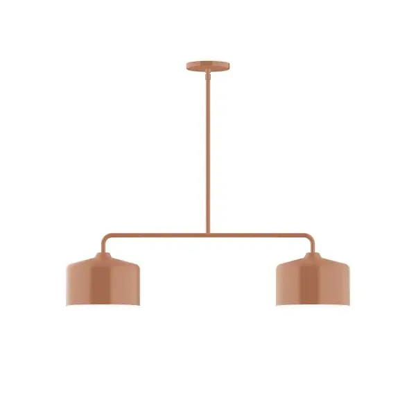 Axis, a contemporary series of basic spun geometric shapes, is simply configured for interior use. Colorful and clean-lined, these axially symmetric shapes will add pizzazz to your space. Collection: Julia Finish: Terracotta Glass: 8.5" Julia Width: 8.50" Height: 56.38" Length: 32.50" Weight: 15.00 lb Canopy: 5" diameter Number of Bulbs: 2 Maximum Wattage: 8.00 W Light Source: LED Light Output: 800.00 lm Color Temperature: 3000 K CRI: 90 Dimmable Rated Average Life: 50,000 Voltage: 120.00 V Country of Origin: US Safety Listing: UL/cUL Safety Rating: Dry LED Manufacturer Warranty: 1-year limited warranty on the fixture.