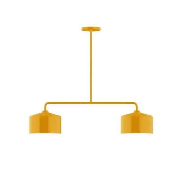 Axis, a contemporary series of basic spun geometric shapes, is simply configured for interior use. Colorful and clean-lined, these axially symmetric shapes will add pizzazz to your space. Collection: Julia Finish: Bright Yellow Glass: 8.5" Julia Width: 8.50" Height: 56.38" Length: 32.50" Weight: 15.00 lb Canopy: 5" diameter Number of Bulbs: 2 Maximum Wattage: 8.00 W Light Source: LED Light Output: 800.00 lm Color Temperature: 3000 K CRI: 90 Dimmable Rated Average Life: 50,000 Voltage: 120.00 V Country of Origin: US Safety Listing: UL/cUL Safety Rating: Dry LED Manufacturer Warranty: 1-year limited warranty on the fixture.