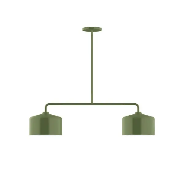 Axis, a contemporary series of basic spun geometric shapes, is simply configured for interior use. Colorful and clean-lined, these axially symmetric shapes will add pizzazz to your space. Collection: Julia Finish: Fern Green Glass: 8.5" Julia Width: 8.50" Height: 56.38" Length: 32.50" Weight: 15.00 lb Canopy: 5" diameter Number of Bulbs: 2 Maximum Wattage: 8.00 W Light Source: LED Light Output: 800.00 lm Color Temperature: 3000 K CRI: 90 Dimmable Rated Average Life: 50,000 Voltage: 120.00 V Country of Origin: US Safety Listing: UL/cUL Safety Rating: Dry LED Manufacturer Warranty: 1-year limited warranty on the fixture.