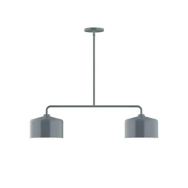 Axis, a contemporary series of basic spun geometric shapes, is simply configured for interior use. Colorful and clean-lined, these axially symmetric shapes will add pizzazz to your space. Collection: Julia Finish: Slate Gray Glass: 8.5" Julia Width: 8.50" Height: 56.38" Length: 32.50" Weight: 15.00 lb Canopy: 5" diameter Number of Bulbs: 2 Maximum Wattage: 8.00 W Light Source: LED Light Output: 800.00 lm Color Temperature: 3000 K CRI: 90 Dimmable Rated Average Life: 50,000 Voltage: 120.00 V Country of Origin: US Safety Listing: UL/cUL Safety Rating: Dry LED Manufacturer Warranty: 1-year limited warranty on the fixture.
