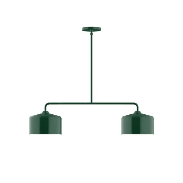 Axis, a contemporary series of basic spun geometric shapes, is simply configured for interior use. Colorful and clean-lined, these axially symmetric shapes will add pizzazz to your space. Collection: Julia Finish: Forest Green Glass: 8.5" Julia Width: 8.50" Height: 56.38" Length: 32.50" Weight: 15.00 lb Canopy: 5" diameter Number of Bulbs: 2 Maximum Wattage: 8.00 W Light Source: LED Light Output: 800.00 lm Color Temperature: 3000 K CRI: 90 Dimmable Rated Average Life: 50,000 Voltage: 120.00 V Country of Origin: US Safety Listing: UL/cUL Safety Rating: Dry LED Manufacturer Warranty: 1-year limited warranty on the fixture.
