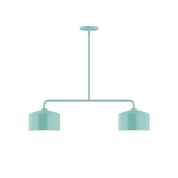 Axis, a contemporary series of basic spun geometric shapes, is simply configured for interior use. Colorful and clean-lined, these axially symmetric shapes will add pizzazz to your space. Collection: Julia Finish: Sea Green Glass: 8.5" Julia Width: 8.50" Height: 56.38" Length: 32.50" Weight: 15.00 lb Canopy: 5" diameter Number of Bulbs: 2 Maximum Wattage: 8.00 W Light Source: LED Light Output: 800.00 lm Color Temperature: 3000 K CRI: 90 Dimmable Rated Average Life: 50,000 Voltage: 120.00 V Country of Origin: US Safety Listing: UL/cUL Safety Rating: Dry LED Manufacturer Warranty: 1-year limited warranty on the fixture.