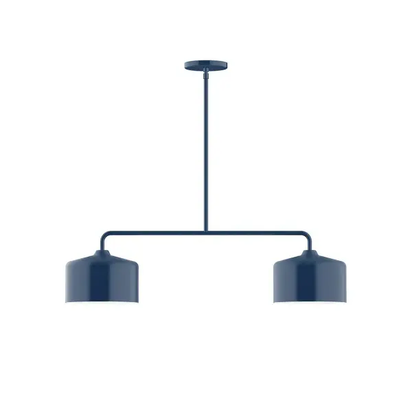 Axis, a contemporary series of basic spun geometric shapes, is simply configured for interior use. Colorful and clean-lined, these axially symmetric shapes will add pizzazz to your space. Collection: Julia Finish: Navy Glass: 8.5" Julia Width: 8.50" Height: 56.38" Length: 32.50" Weight: 15.00 lb Canopy: 5" diameter Number of Bulbs: 2 Maximum Wattage: 8.00 W Light Source: LED Light Output: 800.00 lm Color Temperature: 3000 K CRI: 90 Dimmable Rated Average Life: 50,000 Voltage: 120.00 V Country of Origin: US Safety Listing: UL/cUL Safety Rating: Dry LED Manufacturer Warranty: 1-year limited warranty on the fixture.