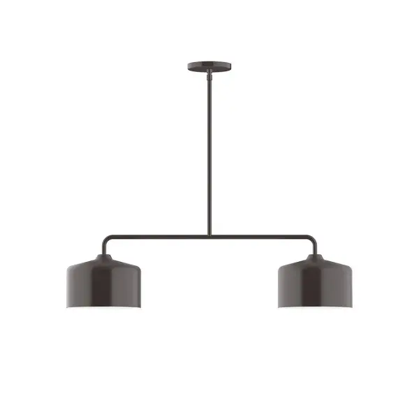 Axis, a contemporary series of basic spun geometric shapes, is simply configured for interior use. Colorful and clean-lined, these axially symmetric shapes will add pizzazz to your space. Collection: Julia Finish: Architectural Bronze Glass: 8.5" Julia Width: 8.50" Height: 56.38" Length: 32.50" Weight: 15.00 lb Canopy: 5" diameter Number of Bulbs: 2 Maximum Wattage: 8.00 W Light Source: LED Light Output: 800.00 lm Color Temperature: 3000 K CRI: 90 Dimmable Rated Average Life: 50,000 Voltage: 120.00 V Country of Origin: US Safety Listing: UL/cUL Safety Rating: Dry LED Manufacturer Warranty: 1-year limited warranty on the fixture.