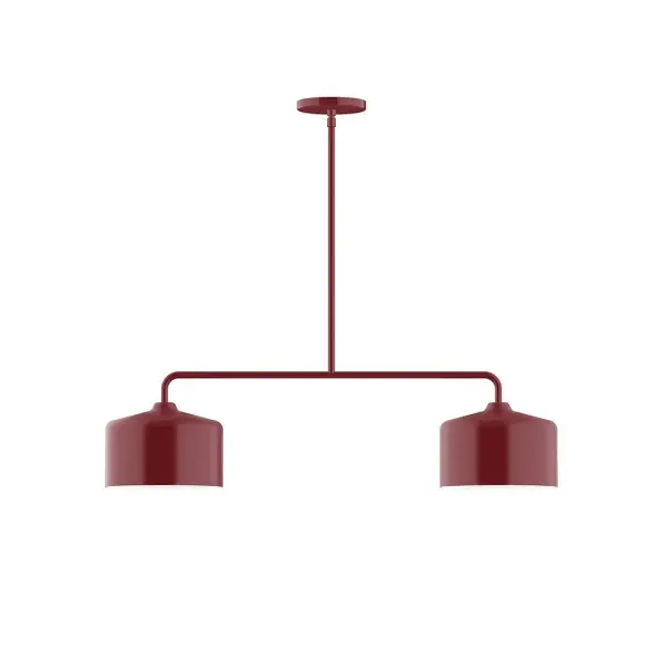 Axis, a contemporary series of basic spun geometric shapes, is simply configured for interior use. Colorful and clean-lined, these axially symmetric shapes will add pizzazz to your space. Collection: Julia Finish: Barn Red Glass: 8.5" Julia Width: 8.50" Height: 56.38" Length: 32.50" Weight: 15.00 lb Canopy: 5" diameter Number of Bulbs: 2 Maximum Wattage: 8.00 W Light Source: LED Light Output: 800.00 lm Color Temperature: 3000 K CRI: 90 Dimmable Rated Average Life: 50,000 Voltage: 120.00 V Country of Origin: US Safety Listing: UL/cUL Safety Rating: Dry LED Manufacturer Warranty: 1-year limited warranty on the fixture.