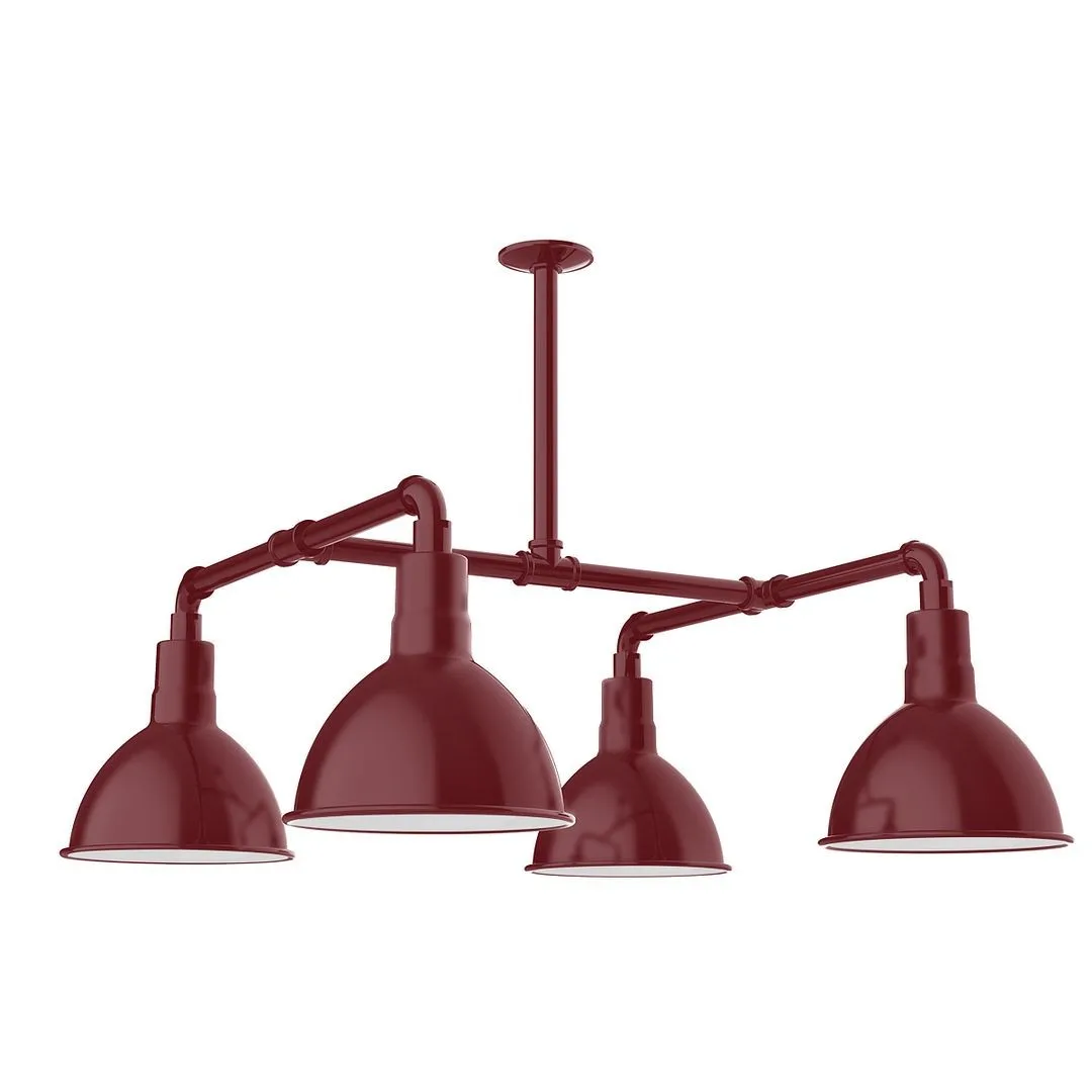 Deep Bowl Four Light Pendant in Barn Red
