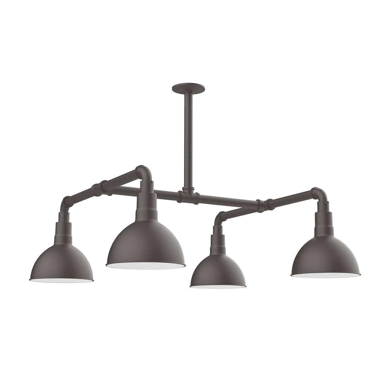 Deep Bowl 10" 4-light Stem Hung Pendant Light in Bronze Matte