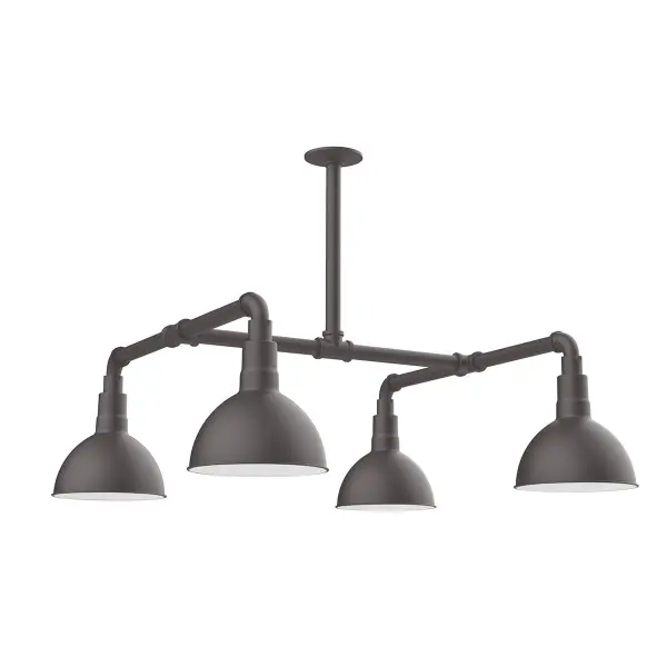 Maximize your light output with our 4-Light Multi-Light Stem Hung Pendants. Illuminate an outdoor or indoor kitchen island or dining table, this industrial look works well in both commercial and residential applications. Our Deep Bowl shade, the ultimate domed reflector, is classic in shape and offers great light output.