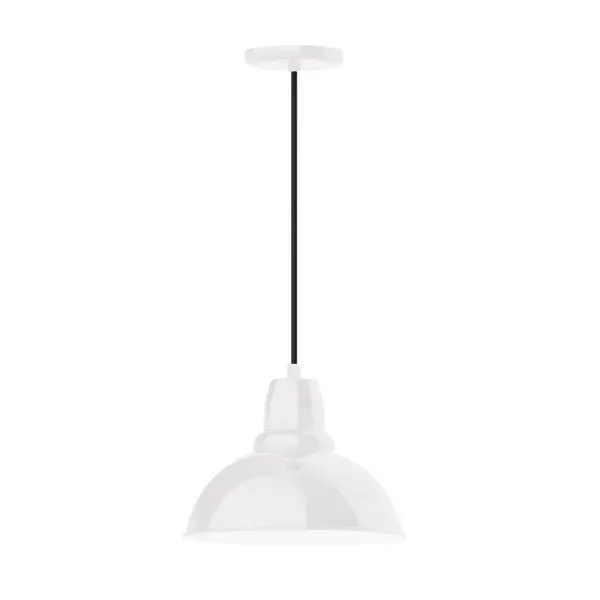 Cord hung pendants are a fun and useful addition to your décor, they will add color, and design flair to any application. Choose from 10 finishes and 10 cord patterns, accessorize with a wire grill, or glass and guard to create your own custom pendant. Great for interior use over a table, island, or workbench. Our Cafe shades will help transform your outdoor living area into a warm and intimate gathering space. Collection: Cafe Finish: White Glass: 12 inch Cafe Width: 12.00" Height: 80.50" Length: 12.00" Weight: 3.50 lb Wire: 6' Gray Fabric Cord Canopy: 5.375" diameter Number of Bulbs: 1 Maximum Wattage: 10.00 W Light Source: LED Light Output: 800.00 lm Color Temperature: 2700 K CRI: 90 Dimmable Rated Average Life: 50,000 Voltage: 120.00 V Country of Origin: US Safety Listing: UL/cUL Safety Rating: Dry Dark Sky LED Manufacturer Warranty: 1-year limited warranty on the fixture.
