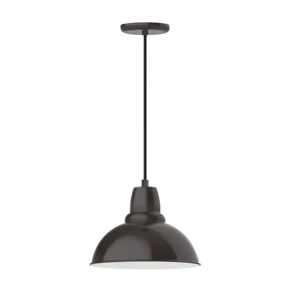 Cord hung pendants are a fun and useful addition to your décor, they will add color, and design flair to any application. Choose from 10 finishes and 10 cord patterns, accessorize with a wire grill, or glass and guard to create your own custom pendant. Great for interior use over a table, island, or workbench. Our Cafe shades will help transform your outdoor living area into a warm and intimate gathering space. Collection: Cafe Finish: Architectural Bronze Glass: 12 inch Cafe Width: 12.00" Height: 80.50" Length: 12.00" Weight: 3.50 lb Wire: 6' Black Fabric Cord Canopy: 5.375" diameter Number of Bulbs: 1 Maximum Wattage: 10.00 W Light Source: LED Light Output: 800.00 lm Color Temperature: 2700 K CRI: 90 Dimmable Rated Average Life: 50,000 Voltage: 120.00 V Country of Origin: US Safety Listing: UL/cUL Safety Rating: Dry Dark Sky LED Manufacturer Warranty: 1-year limited warranty on the fixture.