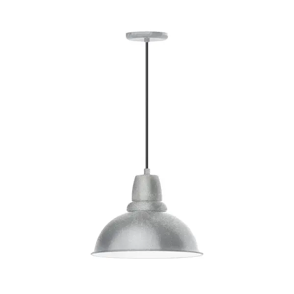 Cord hung pendants are a fun and useful addition to your décor, they will add color, and design flair to any application. Choose from 10 finishes and 10 cord patterns, accessorize with a wire grill, or glass and guard to create your own custom pendant. Great for interior use over a table, island, or workbench. Our Cafe shades will help transform your outdoor living area into a warm and intimate gathering space. Collection: Cafe Finish: Painted Galvanized Glass: 14 inch Cafe Width: 14.00" Height: 81.88" Length: 14.00" Weight: 8.00 lb Wire: 6' White SJT Cord Canopy: 5.375" diameter Number of Bulbs: 1 Maximum Wattage: 15.00 W Light Source: LED Light Output: 1200.00 lm Color Temperature: 2700 K CRI: 90 Dimmable Rated Average Life: 50,000 Voltage: 120.00 V Country of Origin: US Safety Listing: UL/cUL Safety Rating: Dry Dark Sky LED Manufacturer Warranty: 1-year limited warranty on the fixture.