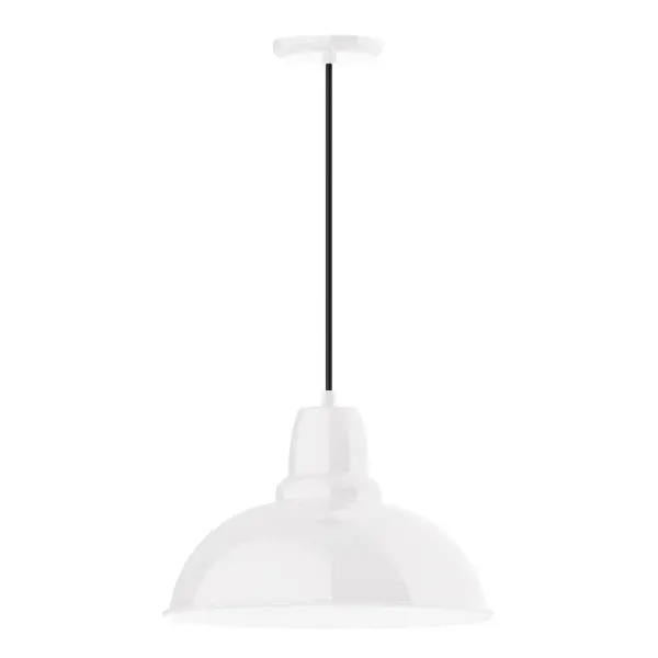 Cord hung pendants are a fun and useful addition to your décor, they will add color, and design flair to any application. Choose from 10 finishes and 10 cord patterns, accessorize with a wire grill, or glass and guard to create your own custom pendant. Great for interior use over a table, island, or workbench. Our Cafe shades will help transform your outdoor living area into a warm and intimate gathering space. Collection: Cafe Finish: White Glass: 16 inch Cafe Width: 16.00" Height: 106.00" Length: 16.00" Weight: 3.50 lb Wire: 6' White Fabric Cord Canopy: 5.375" diameter Number of Bulbs: 1 Maximum Wattage: 15.00 W Light Source: LED Light Output: 1200.00 lm Color Temperature: 2700 K CRI: 90 Dimmable Rated Average Life: 50,000 Voltage: 120.00 V Country of Origin: US Safety Listing: UL/cUL Safety Rating: Dry Dark Sky LED Manufacturer Warranty: 1-year limited warranty on the fixture.