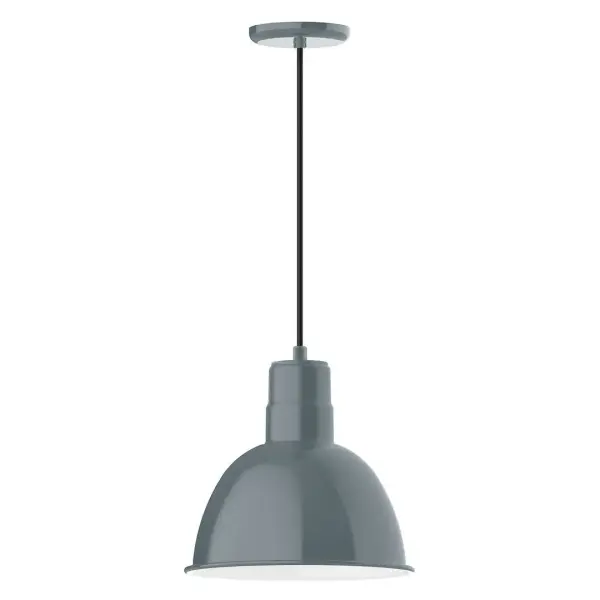 Cord hung pendants are a fun and useful addition to your décor, they will add color, and design flair to any application. Choose from 10 finishes and 10 cord patterns, accessorize with a wire grill, or glass and guard to create your own custom pendant. Great for interior use over a table, island, or workbench. Our Deep Bowl shade, the ultimate domed reflector, is classic in shape and offers great light output. Collection: Deep Bowl Finish: Slate Gray Glass: Clear Glass with Cast Guard Notes: Option (1) A19 LED and 3-Integrated 8W, 10W, 15W Width: 12.00" Height: 113.00" Length: 12.00" Weight: 3.50 lb Wire: 6' Polished Copper Fabric Cord Canopy: 5.375" diameter Number of Bulbs: 1 Maximum Wattage: 100.00 W Bulb Type: A19 Bulb Base: E26 Medium Light Source: Incandescent or LED equivalent Dimmable Voltage: 120.00 V Country of Origin: US Safety Listing: UL/cUL Safety Rating: Dry Dark Sky LED Manufacturer Warranty: 1-year limited warranty on the fixture.