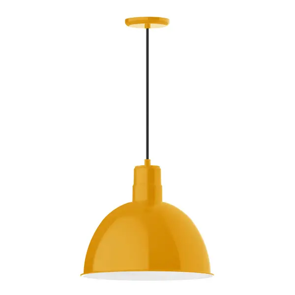 Cord hung pendants are a fun and useful addition to your décor, they will add color, and design flair to any application. Choose from 23 finishes and 12 cord patterns, accessorize with a wire grill, or glass and guard to create your own custom pendant. Great for interior use over a table, island, or workbench. Our Deep Bowl shade, the ultimate domed reflector, is classic in shape and offers great light output.
