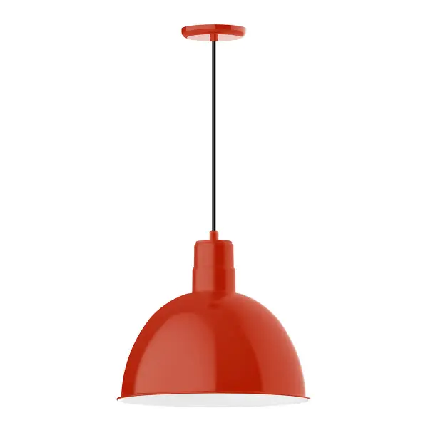 Cord hung pendants are a fun and useful addition to your décor, they will add color, and design flair to any application. Choose from 23 finishes and 12 cord patterns, accessorize with a wire grill, or glass and guard to create your own custom pendant. Great for interior use over a table, island, or workbench. Our Deep Bowl shade, the ultimate domed reflector, is classic in shape and offers great light output.