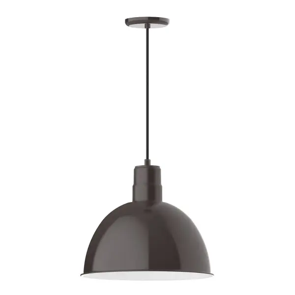 Cord hung pendants are a fun and useful addition to your décor, they will add color, and design flair to any application. Choose from 10 finishes and 10 cord patterns, accessorize with a wire grill, or glass and guard to create your own custom pendant. Great for interior use over a table, island, or workbench. Our Deep Bowl shade, the ultimate domed reflector, is classic in shape and offers great light output. Collection: Deep Bowl Finish: Architectural Bronze Glass: Clear Glass with Cast Guard Notes: Option (1) A19 LED and 3-Integrated 8W, 10W, 15W Width: 16.00" Height: 113.00" Length: 16.00" Weight: 3.50 lb Wire: 6' Ivory Fabric Cord Canopy: 5.375" diameter Number of Bulbs: 1 Maximum Wattage: 100.00 W Bulb Type: A19 Bulb Base: E26 Medium Light Source: Incandescent or LED equivalent Dimmable Voltage: 120.00 V Country of Origin: US Safety Listing: UL/cUL Safety Rating: Dry Dark Sky LED Manufacturer Warranty: 1-year limited warranty on the fixture.