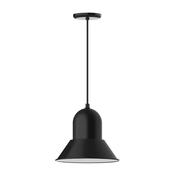 Cord hung pendants are a fun and useful addition to your décor, they will add color, and design flair to any application. Choose from 10 finishes and 10 cord patterns, accessorize with a wire grill, or glass and guard to create your own custom pendant. Great for interior use over a table, island, or workbench. Our Prima shade is elegant and clean-lined, inspiring illumination of your beautiful view Collection: Prima Finish: Black Glass: 12 inch Prima Width: 12.00" Height: 113.00" Length: 12.00" Weight: 3.50 lb Wire: 6' White SJT Cord Canopy: 5.375" diameter Number of Bulbs: 1 Maximum Wattage: 10.00 W Light Source: LED Light Output: 800.00 lm Color Temperature: 2700 K CRI: 90 Dimmable Rated Average Life: 50,000 Voltage: 120.00 V Country of Origin: US Safety Listing: UL/cUL Safety Rating: Dry Dark Sky LED Manufacturer Warranty: 1-year limited warranty on the fixture.