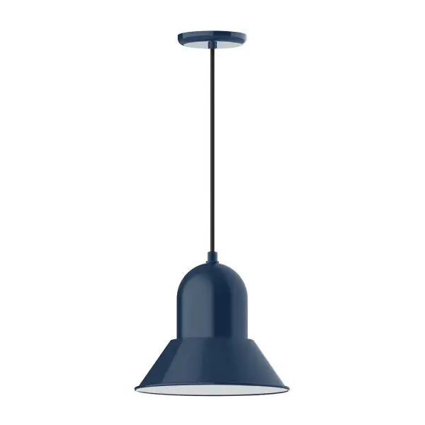 Cord hung pendants are a fun and useful addition to your décor, they will add color, and design flair to any application. Choose from 10 finishes and 10 cord patterns, accessorize with a wire grill, or glass and guard to create your own custom pendant. Great for interior use over a table, island, or workbench. Our Prima shade is elegant and clean-lined, inspiring illumination of your beautiful view Collection: Prima Finish: Navy Glass: 12 inch Prima Width: 12.00" Height: 113.00" Length: 12.00" Weight: 3.50 lb Wire: 6' Cool Tweed Fabric Cord Canopy: 5.375" diameter Number of Bulbs: 1 Maximum Wattage: 10.00 W Light Source: LED Light Output: 800.00 lm Color Temperature: 2700 K CRI: 90 Dimmable Rated Average Life: 50,000 Voltage: 120.00 V Country of Origin: US Safety Listing: UL/cUL Safety Rating: Dry Dark Sky LED Manufacturer Warranty: 1-year limited warranty on the fixture.