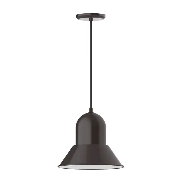 Cord hung pendants are a fun and useful addition to your décor, they will add color, and design flair to any application. Choose from 10 finishes and 10 cord patterns, accessorize with a wire grill, or glass and guard to create your own custom pendant. Great for interior use over a table, island, or workbench. Our Prima shade is elegant and clean-lined, inspiring illumination of your beautiful view Collection: Prima Finish: Architectural Bronze Glass: 12 inch Prima Width: 12.00" Height: 113.00" Length: 12.00" Weight: 3.50 lb Wire: 6' White Fabric Cord Canopy: 5.375" diameter Number of Bulbs: 1 Maximum Wattage: 10.00 W Light Source: LED Light Output: 800.00 lm Color Temperature: 2700 K CRI: 90 Dimmable Rated Average Life: 50,000 Voltage: 120.00 V Country of Origin: US Safety Listing: UL/cUL Safety Rating: Dry Dark Sky LED Manufacturer Warranty: 1-year limited warranty on the fixture.