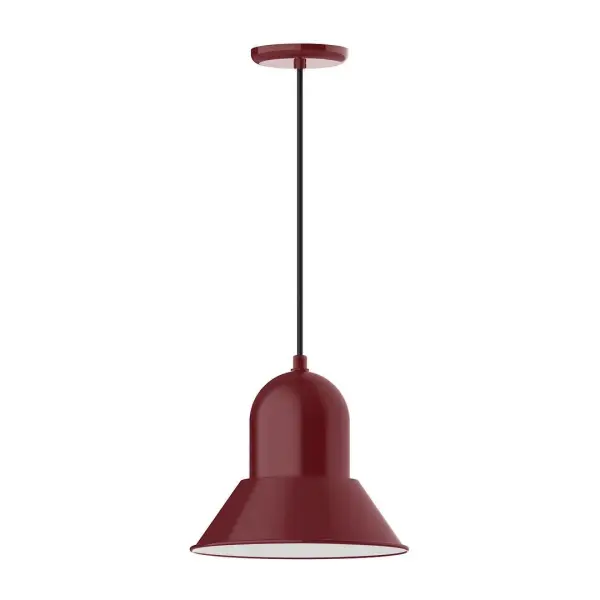 Cord hung pendants are a fun and useful addition to your décor, they will add color, and design flair to any application. Choose from 10 finishes and 10 cord patterns, accessorize with a wire grill, or glass and guard to create your own custom pendant. Great for interior use over a table, island, or workbench. Our Prima shade is elegant and clean-lined, inspiring illumination of your beautiful view Collection: Prima Finish: Barn Red Glass: 12 inch Prima Width: 12.00" Height: 113.00" Length: 12.00" Weight: 3.50 lb Wire: 6' Polished Copper Fabric Cord Canopy: 5.375" diameter Number of Bulbs: 1 Maximum Wattage: 10.00 W Light Source: LED Light Output: 800.00 lm Color Temperature: 2700 K CRI: 90 Dimmable Rated Average Life: 50,000 Voltage: 120.00 V Country of Origin: US Safety Listing: UL/cUL Safety Rating: Dry Dark Sky LED Manufacturer Warranty: 1-year limited warranty on the fixture.