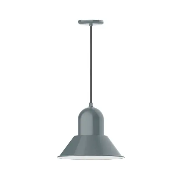 Cord hung pendants are a fun and useful addition to your décor, they will add color, and design flair to any application. Choose from 10 finishes and 10 cord patterns, accessorize with a wire grill, or glass and guard to create your own custom pendant. Great for interior use over a table, island, or workbench. Our Prima shade is elegant and clean-lined, inspiring illumination of your beautiful view Collection: Prima Finish: Slate Gray Glass: 14 inch Prima Width: 14.00" Height: 82.50" Length: 14.00" Weight: 8.00 lb Wire: 6' Red and White Zigzag Fabric Cord Canopy: 5.375" diameter Number of Bulbs: 1 Maximum Wattage: 15.00 W Light Source: LED Light Output: 1200.00 lm Color Temperature: 2700 K CRI: 90 Dimmable Rated Average Life: 50,000 Voltage: 120.00 V Country of Origin: US Safety Listing: UL/cUL Safety Rating: Dry Dark Sky LED Manufacturer Warranty: 1-year limited warranty on the fixture.