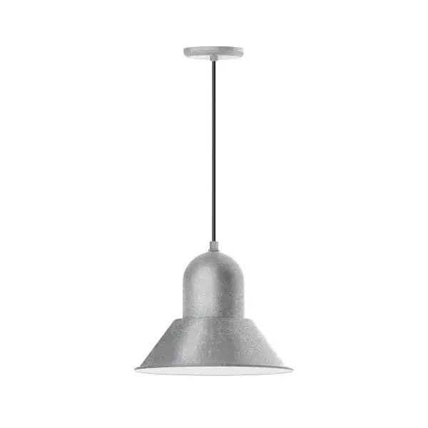 Cord hung pendants are a fun and useful addition to your décor, they will add color, and design flair to any application. Choose from 10 finishes and 10 cord patterns, accessorize with a wire grill, or glass and guard to create your own custom pendant. Great for interior use over a table, island, or workbench. Our Prima shade is elegant and clean-lined, inspiring illumination of your beautiful view Collection: Prima Finish: Painted Galvanized Glass: 14 inch Prima Width: 14.00" Height: 82.50" Length: 14.00" Weight: 8.00 lb Wire: 6' White Fabric Cord Canopy: 5.375" diameter Number of Bulbs: 1 Maximum Wattage: 15.00 W Light Source: LED Light Output: 1200.00 lm Color Temperature: 2700 K CRI: 90 Dimmable Rated Average Life: 50,000 Voltage: 120.00 V Country of Origin: US Safety Listing: UL/cUL Safety Rating: Dry Dark Sky LED Manufacturer Warranty: 1-year limited warranty on the fixture.