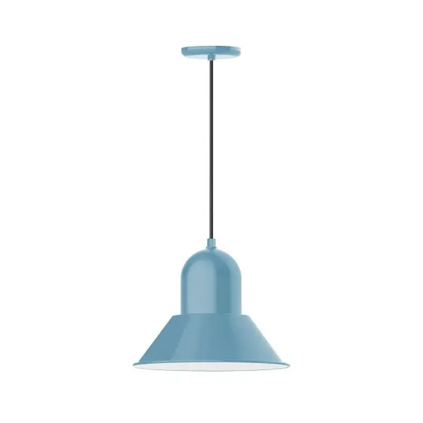 Cord hung pendants are a fun and useful addition to your décor, they will add color, and design flair to any application. Choose from 10 finishes and 10 cord patterns, accessorize with a wire grill, or glass and guard to create your own custom pendant. Great for interior use over a table, island, or workbench. Our Prima shade is elegant and clean-lined, inspiring illumination of your beautiful view Collection: Prima Finish: Light Blue Glass: 14 inch Prima Width: 14.00" Height: 82.50" Length: 14.00" Weight: 8.00 lb Wire: 6' Black and White Houndstooth Fabric Cord Canopy: 5.375" diameter Number of Bulbs: 1 Maximum Wattage: 15.00 W Light Source: LED Light Output: 1200.00 lm Color Temperature: 2700 K CRI: 90 Dimmable Rated Average Life: 50,000 Voltage: 120.00 V Country of Origin: US Safety Listing: UL/cUL Safety Rating: Dry Dark Sky LED Manufacturer Warranty: 1-year limited warranty on the fixture.