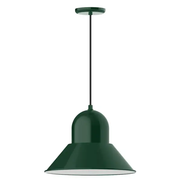 Cord hung pendants are a fun and useful addition to your décor, they will add color, and design flair to any application. Choose from 10 finishes and 10 cord patterns, accessorize with a wire grill, or glass and guard to create your own custom pendant. Great for interior use over a table, island, or workbench. Our Prima shade is elegant and clean-lined, inspiring illumination of your beautiful view Collection: Prima Finish: Forest Green Glass: 16 inch Prima Width: 16.00" Height: 113.00" Length: 16.00" Weight: 3.50 lb Wire: 6' Gray Fabric Cord Canopy: 5.375" diameter Number of Bulbs: 1 Maximum Wattage: 15.00 W Light Source: LED Light Output: 1200.00 lm Color Temperature: 2700 K CRI: 90 Dimmable Rated Average Life: 50,000 Voltage: 120.00 V Country of Origin: US Safety Listing: UL/cUL Safety Rating: Dry Dark Sky LED Manufacturer Warranty: 1-year limited warranty on the fixture.
