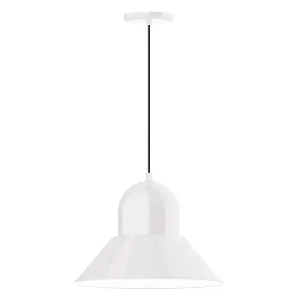 Cord hung pendants are a fun and useful addition to your décor, they will add color, and design flair to any application. Choose from 10 finishes and 10 cord patterns, accessorize with a wire grill, or glass and guard to create your own custom pendant. Great for interior use over a table, island, or workbench. Our Prima shade is elegant and clean-lined, inspiring illumination of your beautiful view Collection: Prima Finish: White Glass: 16 inch Prima Width: 16.00" Height: 113.00" Length: 16.00" Weight: 3.50 lb Wire: 6' White and Gray Dot Fabric Cord Canopy: 5.375" diameter Number of Bulbs: 1 Maximum Wattage: 15.00 W Light Source: LED Light Output: 1200.00 lm Color Temperature: 2700 K CRI: 90 Dimmable Rated Average Life: 50,000 Voltage: 120.00 V Country of Origin: US Safety Listing: UL/cUL Safety Rating: Dry Dark Sky LED Manufacturer Warranty: 1-year limited warranty on the fixture.