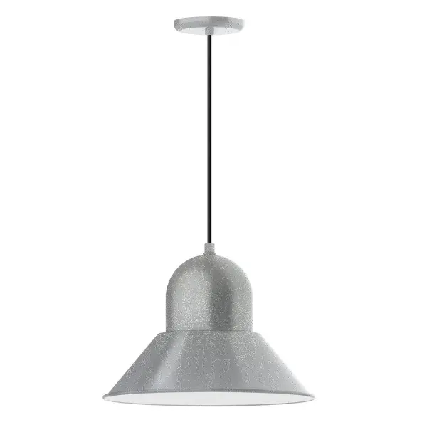 Cord hung pendants are a fun and useful addition to your décor, they will add color, and design flair to any application. Choose from 10 finishes and 10 cord patterns, accessorize with a wire grill, or glass and guard to create your own custom pendant. Great for interior use over a table, island, or workbench. Our Prima shade is elegant and clean-lined, inspiring illumination of your beautiful view Collection: Prima Finish: Painted Galvanized Glass: 16 inch Prima Width: 16.00" Height: 113.00" Length: 16.00" Weight: 3.50 lb Wire: 6' Black Fabric Cord Canopy: 5.375" diameter Number of Bulbs: 1 Maximum Wattage: 15.00 W Light Source: LED Light Output: 1200.00 lm Color Temperature: 2700 K CRI: 90 Dimmable Rated Average Life: 50,000 Voltage: 120.00 V Country of Origin: US Safety Listing: UL/cUL Safety Rating: Dry Dark Sky LED Manufacturer Warranty: 1-year limited warranty on the fixture.