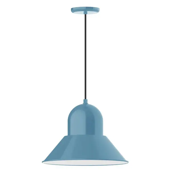Cord hung pendants are a fun and useful addition to your décor, they will add color, and design flair to any application. Choose from 10 finishes and 10 cord patterns, accessorize with a wire grill, or glass and guard to create your own custom pendant. Great for interior use over a table, island, or workbench. Our Prima shade is elegant and clean-lined, inspiring illumination of your beautiful view Collection: Prima Finish: Light Blue Glass: 16 inch Prima Width: 16.00" Height: 113.00" Length: 16.00" Weight: 3.50 lb Wire: 6' Black and White Houndstooth Fabric Cord Canopy: 5.375" diameter Number of Bulbs: 1 Maximum Wattage: 15.00 W Light Source: LED Light Output: 1200.00 lm Color Temperature: 2700 K CRI: 90 Dimmable Rated Average Life: 50,000 Voltage: 120.00 V Country of Origin: US Safety Listing: UL/cUL Safety Rating: Dry Dark Sky LED Manufacturer Warranty: 1-year limited warranty on the fixture.