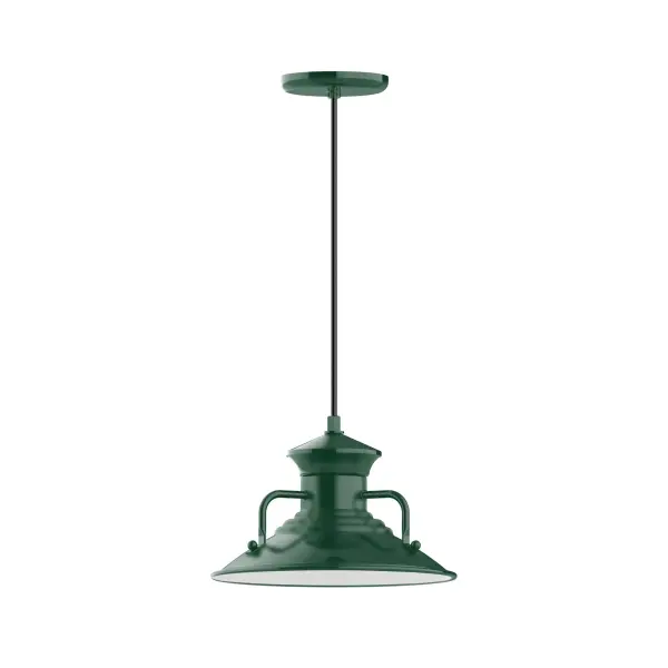 Cord hung pendants are a fun and useful addition to your décor, they will add color, and design flair to any application. Choose from 23 finishes and 12 cord patterns, accessorize with a wire grill, or glass and guard to create your own custom pendant. Great for interior use over a table, island, or workbench. The Homestead shade with its cap and handles, has farmhouse flair, at home over a kitchen table or a wide front porch.